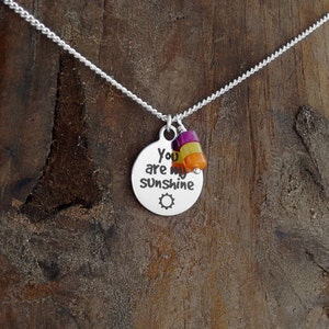 Gift Under 50, Necklaces, You are My Sunshine, Inspirational gift, I Love My Dog Jewelry, Gemstones, Gift For Friend, Custom Jewelry image 1