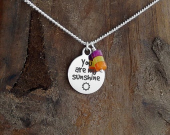 Gift Under 50, Necklaces, You are My Sunshine, Inspirational gift, I Love My Dog Jewelry, Gemstones, Gift For Friend, Custom Jewelry