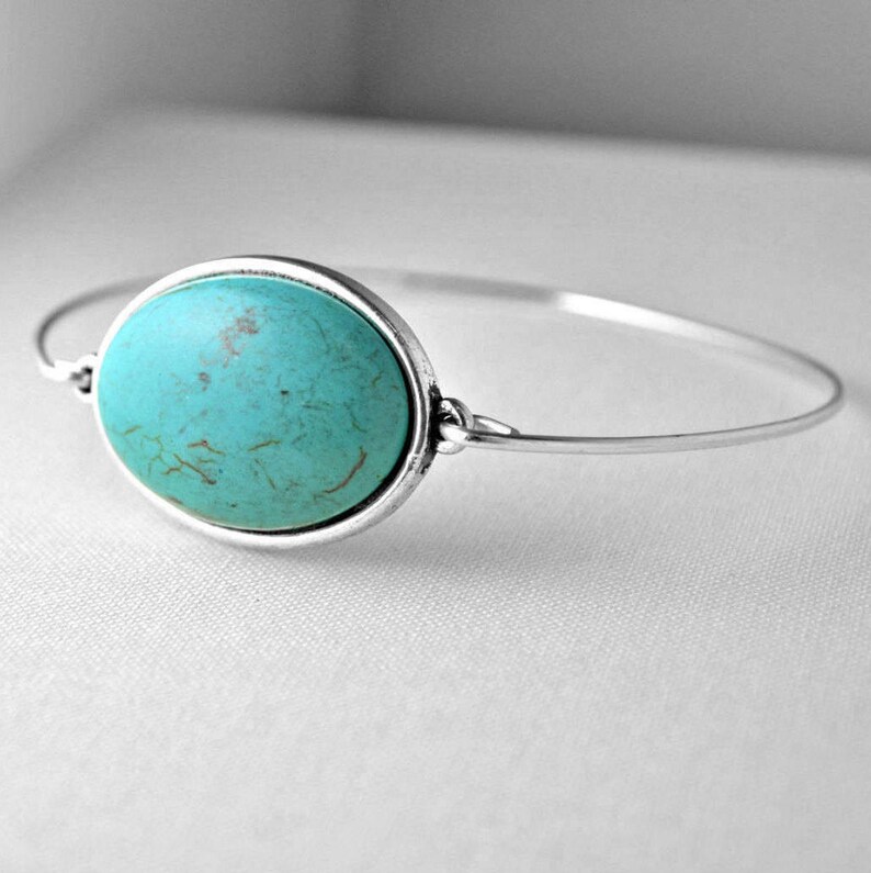 TURQUOISE Howlite BRACELET, Big Bracelet, Custom Size, Bangle Style, Animal Rescue, Good Causes, Stylish Jewelry, Made in USA, Custom Gift image 4