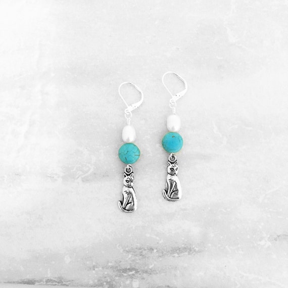 CAT LOVER EARRINGS Animal Rescue, Choice of Colors, Dangle