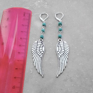 Feather Jewelry, Feather Earrings, Long Earrings, Lever-back, Popular Jewelry, Under 25 Dollars, Turquoise Blue, Well Made Jewelry, Handmade image 5