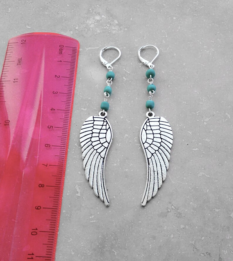 Feather Jewelry, Feather Earrings, Long Earrings, Lever-back, Popular Jewelry, Under 25 Dollars, Turquoise Blue, Well Made Jewelry, Handmade image 5