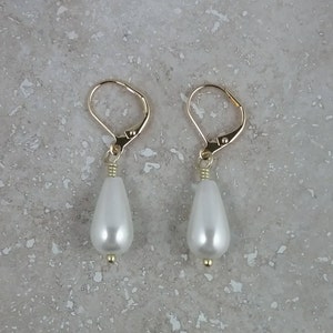 Dainty Ivory Glass Pearl Dangle Earrings: Animal Rescue Jewelry