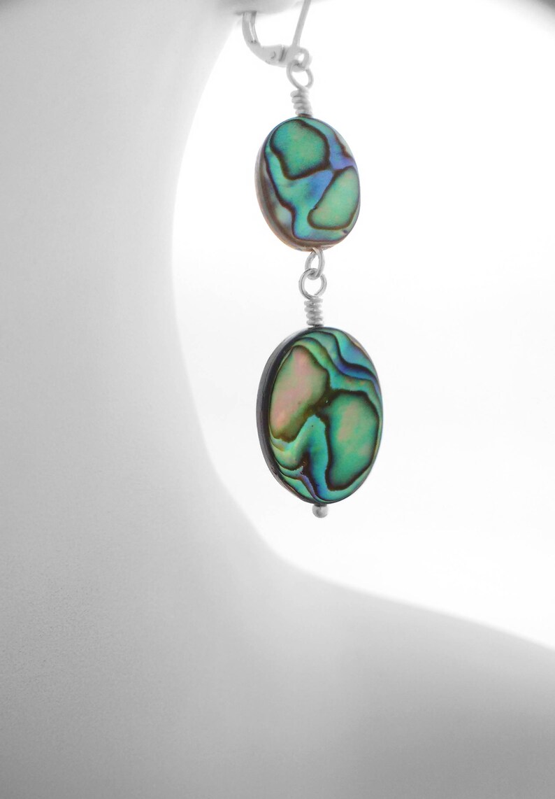 Abalone, Under 25 Dollars, Abalone Jewelry, Lever back Earrings, Nickel Free Earrings, Charitable Gifts, Gift for Girlfriend, Bright Colors image 4