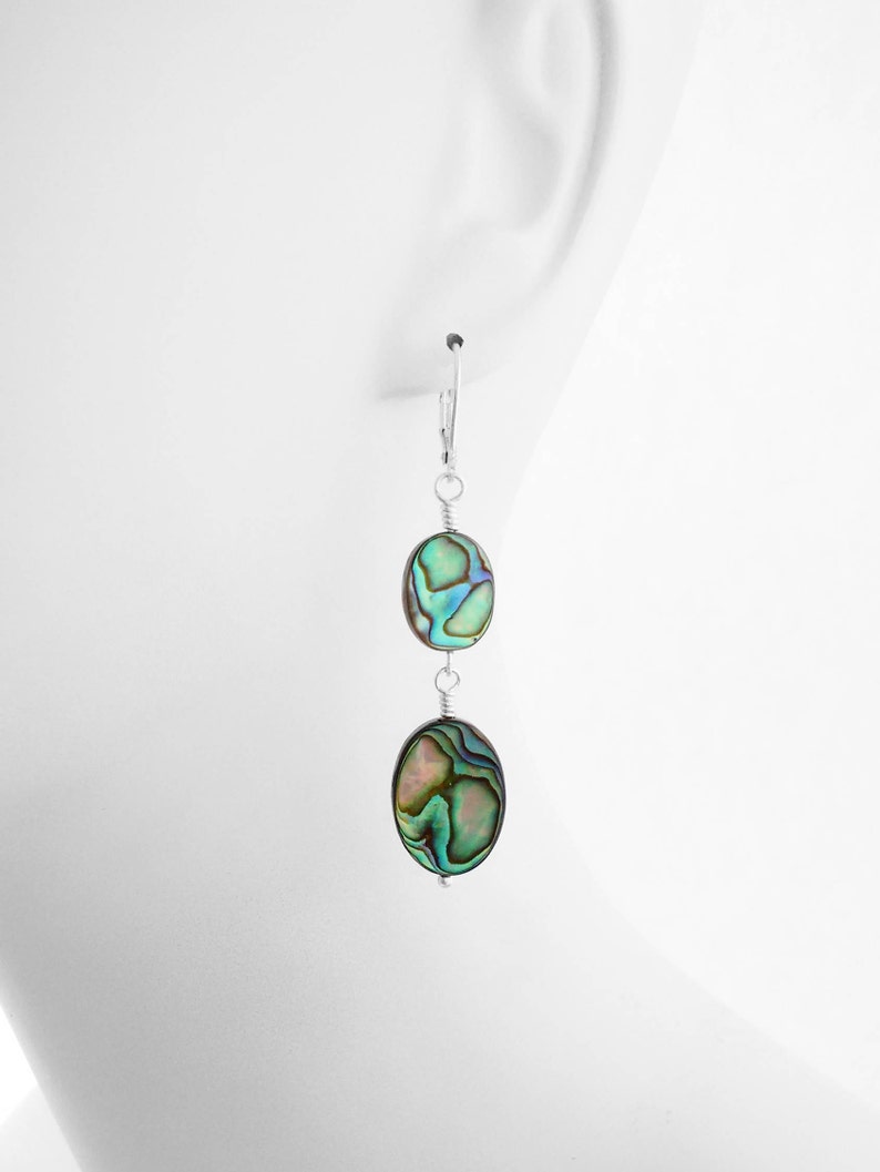 Abalone, Under 25 Dollars, Abalone Jewelry, Lever back Earrings, Nickel Free Earrings, Charitable Gifts, Gift for Girlfriend, Bright Colors image 3