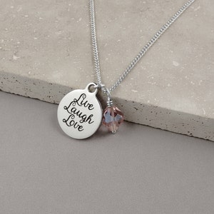 KEEPSAKE NECKLACE, Jewelry, Family Jewelry, mother gift, daughter gift, Sister Gift, Live Laugh Love, under 30 dollars, Hypoallergenic image 2