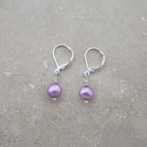 Freshwater Pearl Earrings on Silver Leverback Earwires, Lilac Pearl Earrings, Pearl Jewelry, Wedding Jewelry, Special Jewelry, Causes