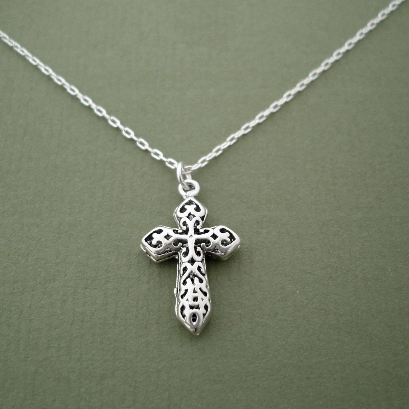 Sterling Silver Polish Filigree Bead Edge Fleur de Lis Cross Pendant -  BillyTheTree Jewelry