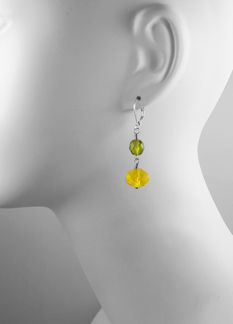 GREEN AND YELLOW Green and Yellow Earrings Crystals Lemon Etsy