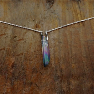 Angel Aura Quartz Necklace: Titanium Rainbow Crystal, Wiccan Jewelry