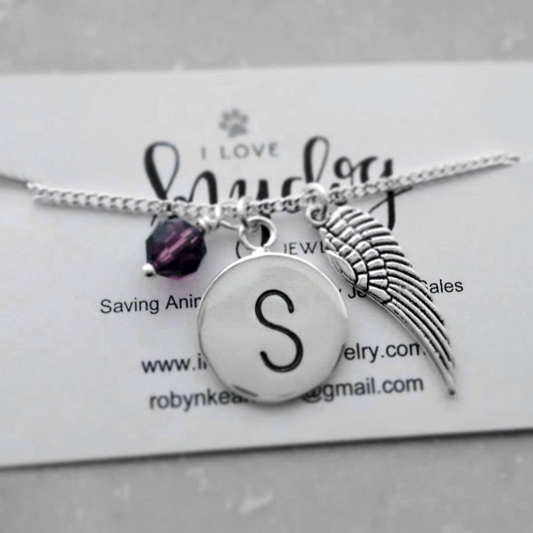 Angel Initial Angel Wing Initial Necklace: Personalized Remembrance Jewelry - Etsy