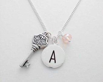 KEY NECKLACE, Jewelry, Necklaces, Special Necklace, Custom Stamped Jewelry, Key To My Heart, Special Gift, Mothers Day Gift, Animal Rescue