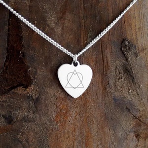 Adoption Necklace: Stainless Steel Heart and Triangle Pendant