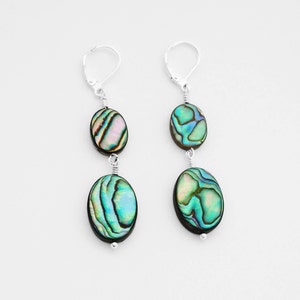 Abalone, Under 25 Dollars, Abalone Jewelry, Lever back Earrings, Nickel Free Earrings, Charitable Gifts, Gift for Girlfriend, Bright Colors image 2