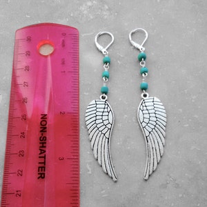 Feather Jewelry, Feather Earrings, Long Earrings, Lever-back, Popular Jewelry, Under 25 Dollars, Turquoise Blue, Well Made Jewelry, Handmade image 4