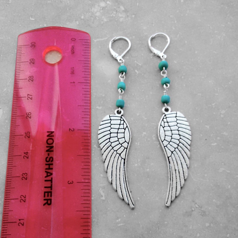 Feather Jewelry, Feather Earrings, Long Earrings, Lever-back, Popular Jewelry, Under 25 Dollars, Turquoise Blue, Well Made Jewelry, Handmade image 4