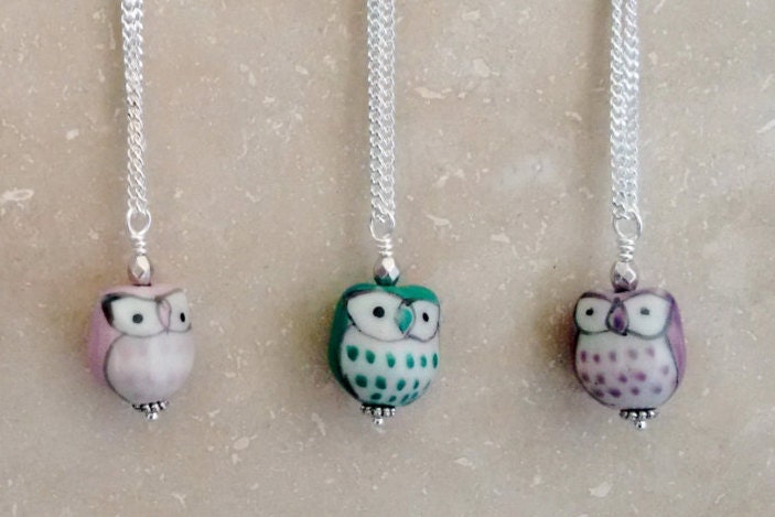 Porcelain Owl Necklace: Personalized Animal Rescue Gift