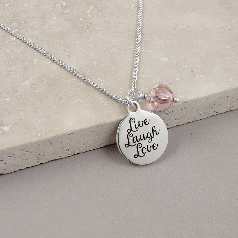 KEEPSAKE NECKLACE, Jewelry, Family Jewelry, mother gift, daughter gift, Sister Gift, Live Laugh Love, under 30 dollars, Hypoallergenic image 1