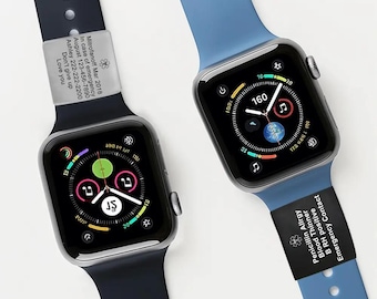 Personalized Medical Alert ID Tag for Watch Band, Smartwatch Safety Plate for Apple Watch, Runner’s Medical ID Wristband Tag