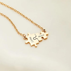Custom Autism Awareness Puzzle Necklace with Name Engraving, Women’s Jewelry, Mother’s Day or Birthday Gift for Autism Mom