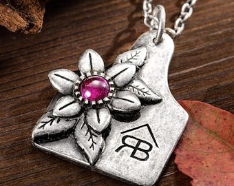 Aangepaste cowtag-ketting met geboortesteen en initialen – sterlingzilver of messing veelabel – western cowgirl-sieraden cadeau voor vrouwen