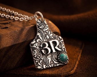 Aangepaste veelabelketting, 925 sterlingzilveren eerste sieraden, turquoise cowgirl ketting, western cadeau voor moeder, dochter, vriend