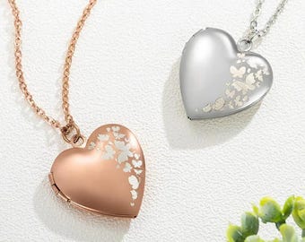 Personalized Locket Necklace with Butterfly, Custom Photo Heart Pendant, Dainty Keepsake Necklace, Memorial Jewelry Gift for Wife or Mom