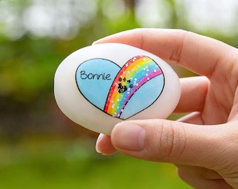 Personalized Pet Memorial Stone, Custom Pet Loss Gift for Dog or Cat, Rainbow Bridge Keepsake