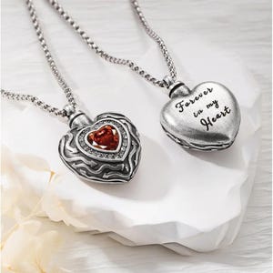Personalized Urn Heart Memorial Necklace for Ashes, Custom Gemstone Cremation Jewelry, Keepsake Pendant, Remembrance Gift for Loss