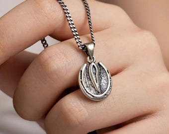 Personalized Horse Hoof Necklace in Sterling Silver; Custom Equestrian Pendant Jewelry Gift for Cowgirls, Horse Lovers, or Vets