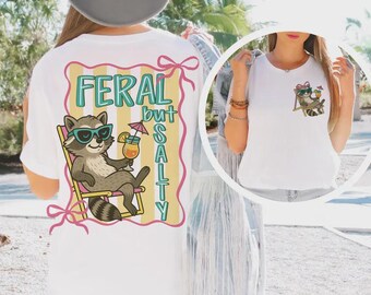 Beach Raccoon T-Shirt: Funny Feral But Salty Women's Tee