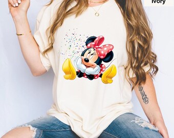Cute Minnie Mouse Classic Sketch Cute Vintage Portrait T-Shirt, Retro Disney Trip Shirt, Vintage Minnie Shirt, Disney Family Vacation Trip