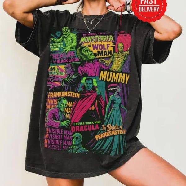 Comfort Colors®Big Print Universal Monsters Shirt