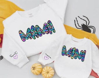 Matching Mama and Mini Sweatshirts - Colorful Leopard Print Set