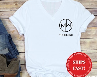 Custom V Neck Shirt, Custom Logo V-Neck Shirt, Add Your Own Text, Custom Photo Shirt, Custom V-Neck Shirt, Design Your Own