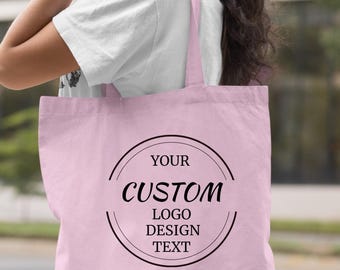 Custom Logo Canvas Tote Bag, Personalized Text Design Gift, 100% Cotton Bag