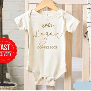 Personalized Announcement Onesie® - Pregnancy Announcement Name Baby Onesie® - Coming Soon Baby Bodysuit® - Baby Name Reveal Gift