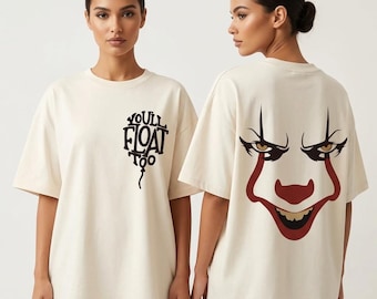 Camiseta de Pennywise “Tú también flotarás” - Camiseta de película de terror - Unisex, cómoda, regalo para fans del terror