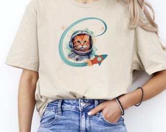 Space Cat Shirt, Cute Space Shirt, Cute Cat Shirt, Space Tshirt, Gift For Cat Lover, Astronaut Cat Unisex T-Shirt, Funny Cat Shirt