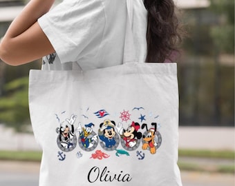Custom Disney Mickey And Co Cruise Tote Bag, Mickey And Minnie Cruising Tote Bag, Disney Family Trip Bag, Disney Couples Matching Tote Bag