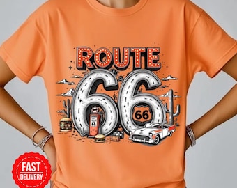 Route 66 Graphic T-Shirt: Vintage Road Trip Americana