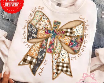 Christian Patchwork Bow Sweatshirt Psalm 46:5