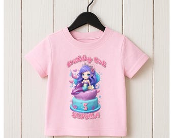 Personalized Mermaid Birthday Shirt | Under the Sea Party Tee for Girls | Little Mermaid Birthday Outfit