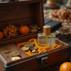 Golden Mirage Parfum – Amber en cederhout, uniseks geur met saffraan en musk | Handgemaakte Niche Eau de Parfum | Gepersonaliseerde fles van 30 ml