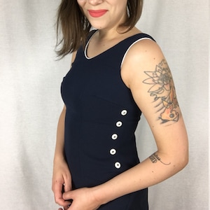 Vintage 1990s Sailor Mini Dress with White Button Detail CDC Petites