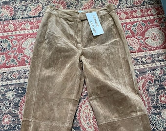 Vintage Leather Tan Patchwork Pants NWT