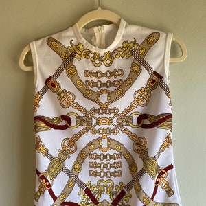 Vintage 1970s Faux Chain and Belts Printed Tank
