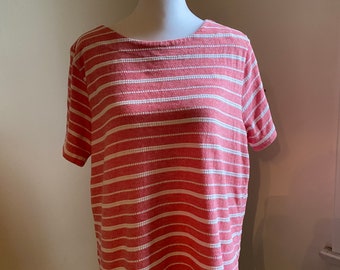 Vintage Bon Worth Red Striped Plus Size Top