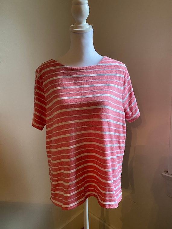 Vintage Bon Worth Red Striped Plus Size Top