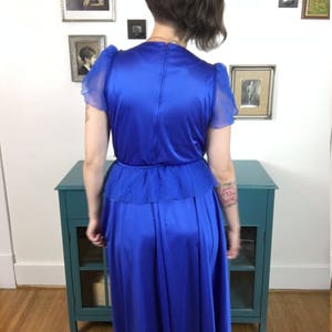 Vintage 1970s Blue Ruffled Formal Dress image 5